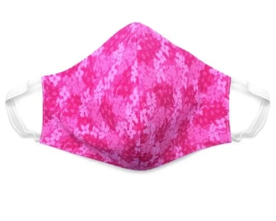 Fabric Face Mask Cotton Reusable Washable Adult Handmade in USA - Pink Flowers - Image 1 of 2