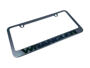 Jeep Wrangler Black License Plate Frame - Black Lettering - Picture 1 of 2