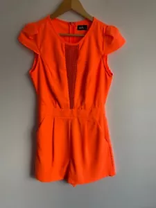 Dotti Romper Womens Size 6 Orange Cap Sleeve Round Neck Pockets Zip Lined Comfy - Picture 1 of 9