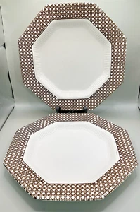 2 Independence Eisenstein Speiseteller Zwischenraum Rohr braun 10 5/8" achteckig Set - Bild 1 von 7