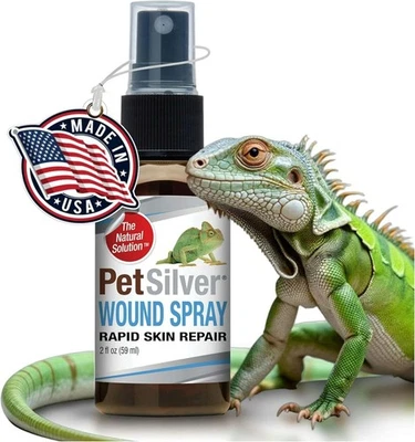 PET SILVER PetSilver Reptile Wound Spray, Chelated Silver, All-Natural, Cuts & Burns, 2 oz.