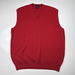 Overton Shirtmakers Maglione Maglia Cotone Rosso Gilet XL Pullover Scollo a V - Foto 1 di 7
