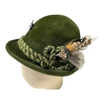 Vintage Londerclass Terciopelo Fino A. Breiser Fedora Musgo Verde Alce Con Alfileres Foto 1 de 4