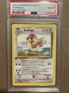 Pokémon - Tauboga (Pidgeotto) 22/102 German Base Set 1st Edition - PSA 8 - Picture 1 of 2