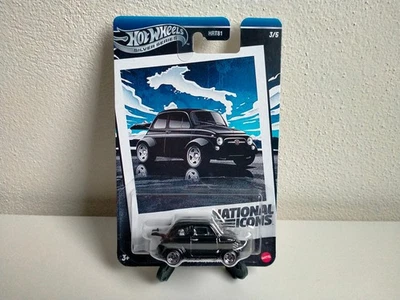 HOT WHEELS MATTEL 1/64 SILVER NATIONAL ICONS FIAT ABARTH 500 D MODIFICADO '60S - Immagine 1 di 4