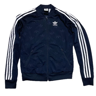 Adidas Originales Mujer Chaqueta de Pista XS Tonal Repujado Trifolios Azul Marino 3 Rayas Foto 1 de 4