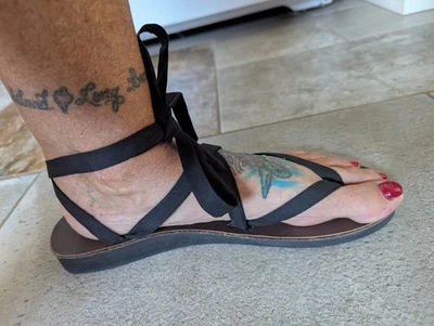 Sandalias con cordones Sseko estilo gladiador/boho suela de cuero cinta damas 10 - NUEVAS Foto 1 de 4