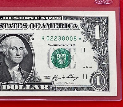 Star note 2006 $1 DOLLAR BILL ( Dallas K ) UNCIRCULATED - Image 1 of 3
