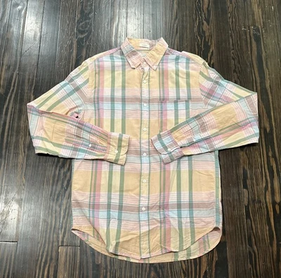 J. Crew Indian Madras Button Down Shirt Men’s Small Classic Plaid Orange Cotton  - Image 1 of 4