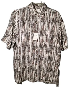 NWT Tasso Elba Island Men XL Beach Tropical Silk Linen Blend Button Shirt - Picture 1 of 7