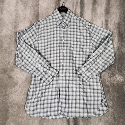 Nordstrom Mens Large Blue Gray Plaid Button Down Long Sleeve Flannel Shirt - Image 1 of 4