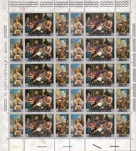 SAN MARINO 1967 Dipinti del Guercino 1 foglio intero MNH** - Picture 1 of 1