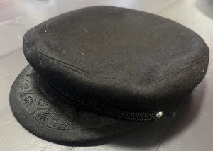 Vintage Greek Fisherman Cap Hat Black - Paris Designer - Picture 1 of 11