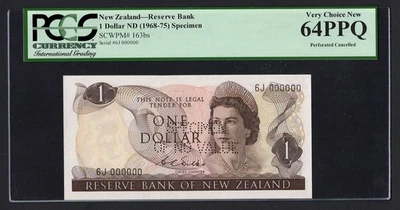 New Zealand One Dollar ND(1968-75) P163bs "Specimen" Uncirculated Grade 64 - Image 1 of 2