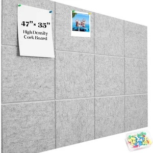Large Cork Board Felt Wall Tiles, 48"x36" 12 Pack Alternative Cork Board for ... - Bild 1 von 8