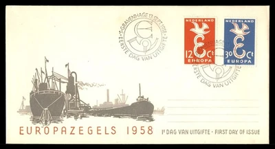 Mayfairstamps Netherlands FDC 1958 Bird Europa Ships First Day Cover aau_68265 - Image 1 of 2