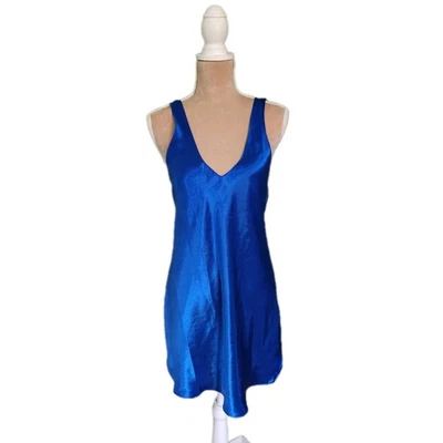 Vtg Y2K Frederick’s Of Hollywood Mini Slip Dress Nightgown Small Blue Lingerie  - Image 1 of 4