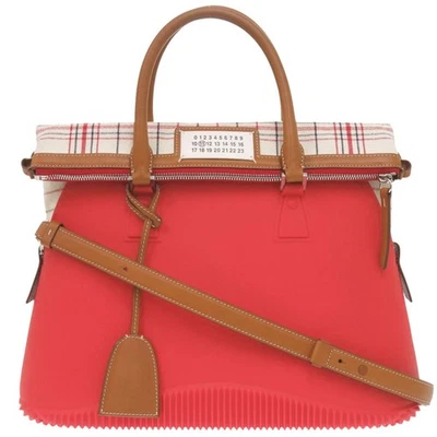 AUTÉNTICO Bolso de Mano Maison Margiela S61WG0107 5AC Rojo/Marrón Goma/Cuero Foto 1 de 4