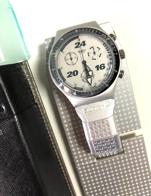 SWATCH IRONY CHRONO -  YCS1006AG  STRAIGHT EDGE  - BRAND NEW ! - Image 1 of 3