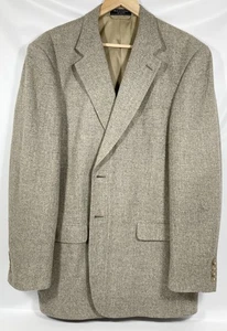 Meeting Street 100% Silk Tan Beige Two Button Blazer Sport Coat Jacket Men's 44L - Picture 1 of 23