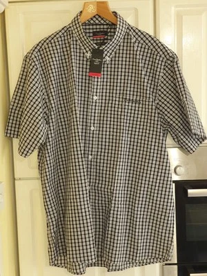 Mens Pierre Cardin Black + White Check Short Sleeve Shirt Size 4XL BNWT RRP £49 - Image 1 of 4