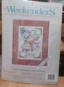 JCA Weekenders Vintage 1995 Cross Stitch Kit - WEDDING BELLS - 03512 USA - Picture 1 of 7