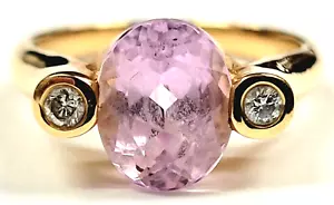 Sonia Bitton Oval Kunzite and Diamond 14k Ring Sz 8.5 - Picture 1 of 7