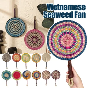 Vietnam Ventilador Tejido Verano Enfriamiento Hierba Tejido a Mano Ventilador Colgante de Pared Decoraciones - Imagen 1 de 35