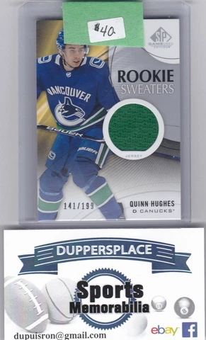 Upper Deck Rookie Sweaters Quinn Hughes Patch Vancouver Canucks Cover