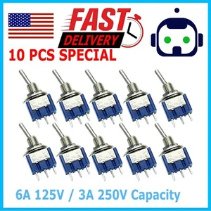 10 pcs 3 Pin SPDT ON-ON 2 Position Mini Toggle Switches MTS-102 Red - Picture 1 of 10