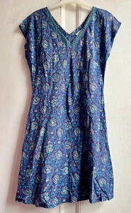 ANOKHI for EAST Kleid 12 lila Schrägschnitt Blumen Blockdruck Midi Länge - Bild 1 von 9