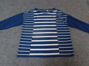 Chicos 1 top Blue stretch striped womens pullover day rayon classic - Picture 1 of 12