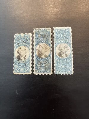 US STAMP REVENUE #R112,115,117cc…1871 25c,50c,70c…Revenue Stamp used NG - Image 1 of 2