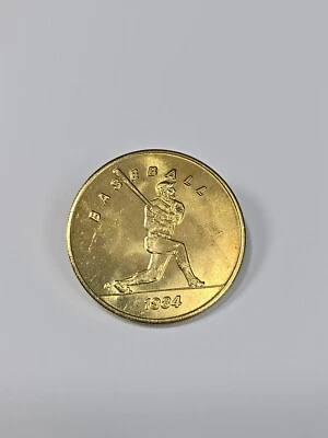 Baseball 1984 Los Angeles Olympics SCRTD Fare Transit Token Gold Color - Image 1 of 4