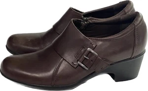 Clarks Genette Vista Women's 10 Shoes Brown Leather Zip Ankle Booties - Picture 1 of 3