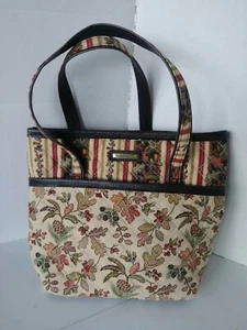 Longaberger Damen Handtasche hellbraun, braun, Blätter & Tannenzapfen Doppelriemen - Bild 1 von 9