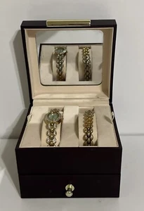 ADOLFO AF2255 Gold Tone Quartz Analog Women's Watch and Bracelet W/Jewelry Box - Picture 1 of 18