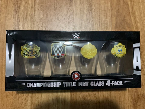 WWE Championship Title Pint Glass 4-Pack Cover