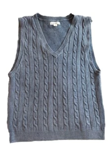 Aeropostale Damen Pullover V-Ausschnitt ärmellos Größe M blau Zopfmuster Oberteil - Bild 1 von 5