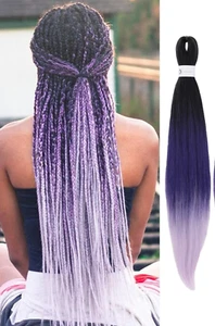 One Pre-Stretched Braiding Hair Ombre Purple Braiding Hair Extensions 26 Inch - Picture 1 of 6