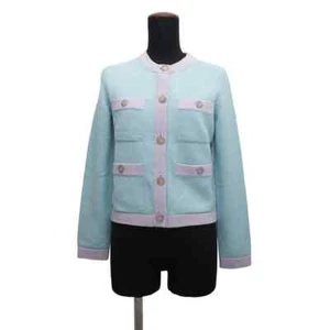 CHANEL Strickjacke Gr.34 Kaschmir100%/Strass hellblau/lila P76463 - Bild 1 von 11