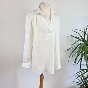 French Connection Blouse Size S Oversized Ivory Cream Long Sleeve V-Neck - Picture 1 of 11