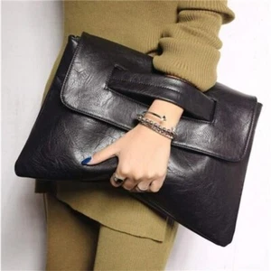 Pochette nera grande borsetta in pelle borsa formale da sera regalo per donna - Foto 1 di 4