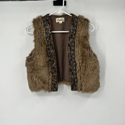 Mujeres L Imitación Piel Chaleco Abierto Grunge Boho Festival Renacimiento Hada Cuentas Foto 1 de 4