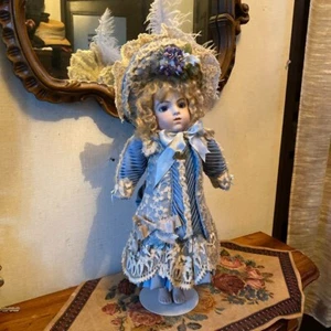 FB14 Bisque Doll Vintage Silk Dress 3-Piece Set with Antique Lace & Bonnet Japan - Picture 1 of 15