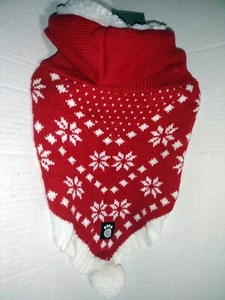 Petrageous Designs Dog Hooded Sweater Jacket Snowflakes Red Size Small - Picture 1 of 4