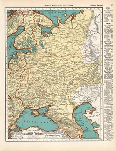 1937 Vintage OSTEUROPA Karte Sowjetunion Ukraine Polen Rumänien Karte 1542 - Bild 1 von 3