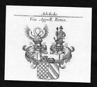 ca. 1820 Appell Wappen Adel coat of arms Kupferstich antique print heraldry