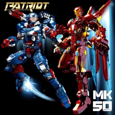 Novo Conjunto de Tijolos Mecha Robô Super-heróis - Brinquedos Blocos de Construção Homem de Ferro e Patriota - Imagem 1 de 4