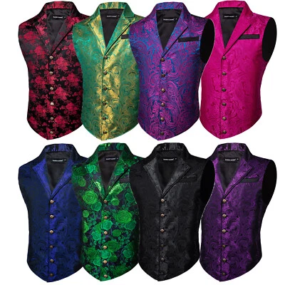 Barry Wang 1pcs Mens Victorian  Vest Paisley Slim Fit S-3XL Steampunk Gilet - Image 1 of 3
